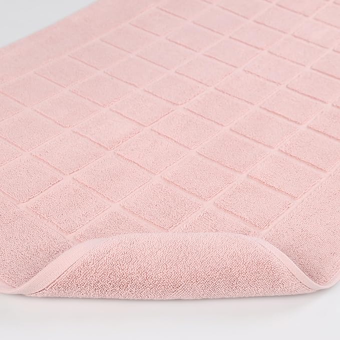 Superior 100% Cotton Bathmat Set, Bath Mats, Bathroom Decor, Shower, Bathtub Essentials, Home Accessories, Small Washable Rug, No Backing, Heavyweight, Nora Collection, Set of 2, 22" x 35", Tea Rose