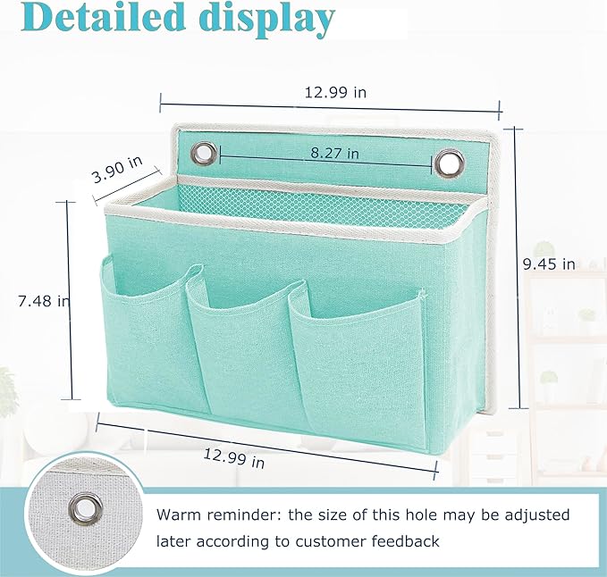 Someteth Wall Hanging Organizer Bag/Hanging Baskets with Large Mesh Compartment & 3 Pockets，Over the Door Organizer Space Saving Storage for Bedroom,RV Camper, Closet (Green -1 Pack)