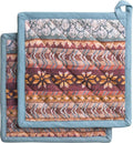 Maison d' Hermine Pot Holders Set 100% Cotton Heat Resistant Potholders 8" x 8" Hot Pads with Loop for Thanksgiving Christmas Decorations BBQ Cooking Baking Handling Hot Pans (Pack of 2, Fair Isle)