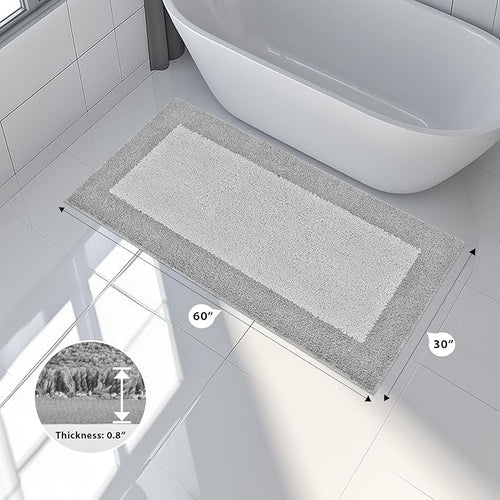 anllugs Bathroom Rugs 30" x 60", Non-Slip Extra Soft Absorbent Bath Rugs, Machine Washable Quick Dry Bath Mats for Bathroom Floor, Shower, Bathtub and Sink, Light Grey & Grey