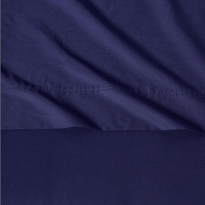 Amazon Basics Organic Cotton Sheet Set with 2-Pieces Pillowcase, Navy Blue, King