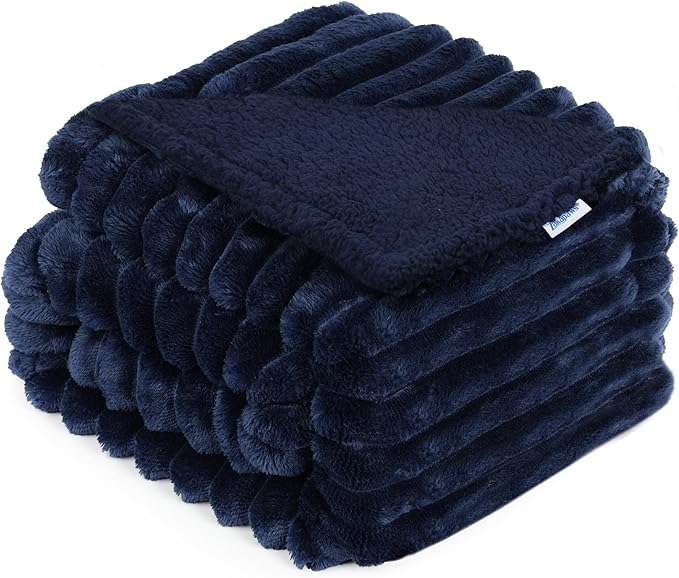 ZAKAPAWS Waterproof Dog Blanket, Soft Fleece Blanket for Couch Protector, Reversible Pet Blankets Furniture Protector Cover for Small Medium Large Dogs Cats (Navy, 30"x40")