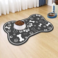 Voanos Dog Cat Food Mat,Rapid AbsorbentPet Feeding Mat, Bone Shaped Dog Placemat Water Bowl Mat with Rubber Backing,No Stains Dog Cat Food Mats Indoor, Pet Accessories Supplies 12""x18"" Black