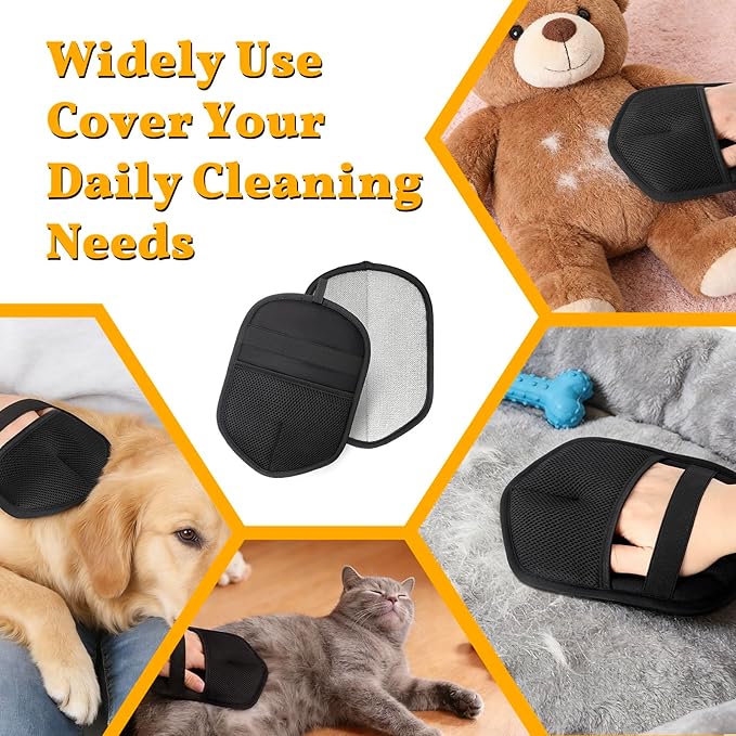 Cattooll Pet Hair Removal Gloves, Reusable Electrostatic Grooming Mitt for Dogs & Cats, Effective Fur Remover for Furniture, Carpet, Clothing, Car Seats,1 Pack