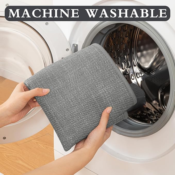 YIHOUSE Grey Bathroom Rug Sets 2 Piece, Bath Mat Quick Dry, Thin Bath Rug Set, Absorbent Bath Mat for Bathroom Non Slip Washable for Toilet and Floor 17.5"x24"U+17"x24"