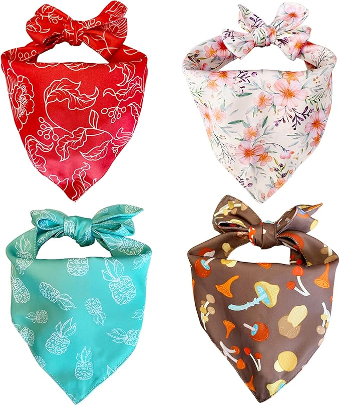 DORUI 4 Pack Dog Bandanas,Pet Bandanas, Premium Durable Fabric, Unique Design, Adjustable Scarf for Cat Puppy Dogs(Small)