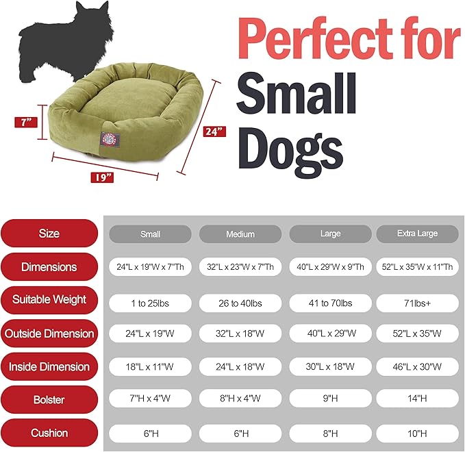 Majestic Pet 24 Inch Micro Velvet Calming Dog Bed Washable – Cozy Soft Round Dog Bed with Spine for Head Support - Fluffy Donut Puppy Mat 24x19x7 (Inch) Small – Apple