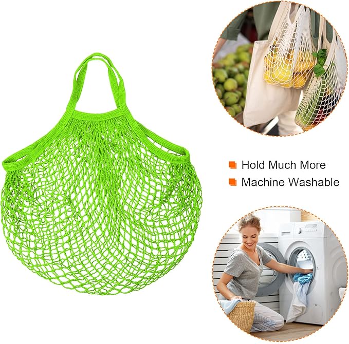 MECCANIXITY Cotton Mesh Bag Reusable Washable Mesh Net String Grocery Bags Organizer for Fruits Vegetables Shopping