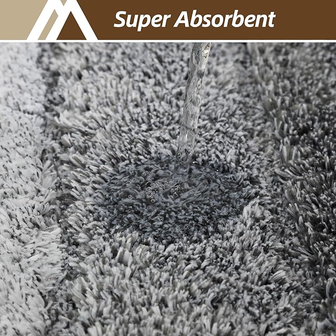 COSY HOMEER Bathroom Rugs 30"x20", Ultra Soft Absorbent Bath Mat with Non-Slip TPR Backing, Machine Washable Shaggy Rug for Bathroom Floor, Grey