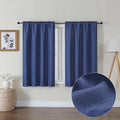 Lecloud Bessie Blue Curtains 45 Inch Length 2 Panels, Light Filtering Textured Short Curtains for Bedroom, Breathable Dual Rod Pocket Window Curtain Drapes for Basement, Each 30 W x 45 L