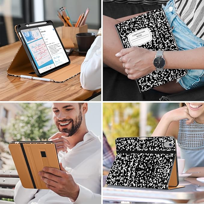 DTTO for iPad (A16) 11th Generation Case 11 Inch 2025, iPad 10th Generation Case 10.9 Inch 2022, Premium Leather Business Folio Stand Cover with Pencil Holder - Auto Wake/Sleep, Book