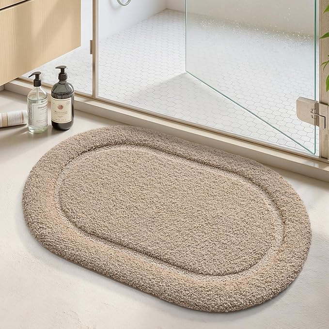 Color&Geometry Beige 24"x36" Small Bathroom Rugs, Non Slip, Absorbent, Soft, Washable Bath Rug, Thick Bath Mat, Bath Mats for Bathroom Floor, Shower, Sink, Vanity