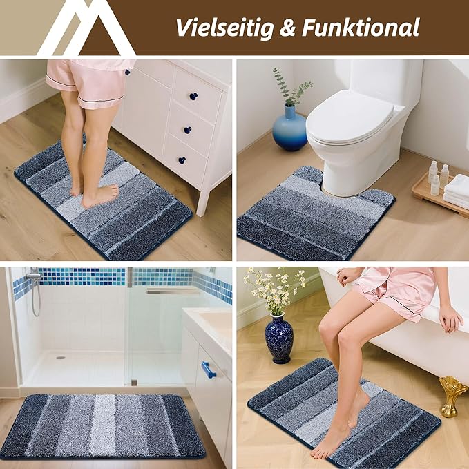 COSY HOMEER Bathroom Rugs 59"x20", Ultra Soft Absorbent Bath Mat with Non-Slip TPR Backing, Machine Washable Shaggy Rug for Bathroom Floor, Dark Blue