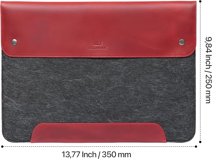 MegaGear Genuine Leather and Fleece MacBook Bag Laptop Sleeve for MacBook Pro and MacBook Air Case 14 Inch - 13 Inch (M4, M3, M2, M2, M1, Pro, Max) 13.3 Inch, iPad Pro 12.9 Inch - 2020 to 2024 Models