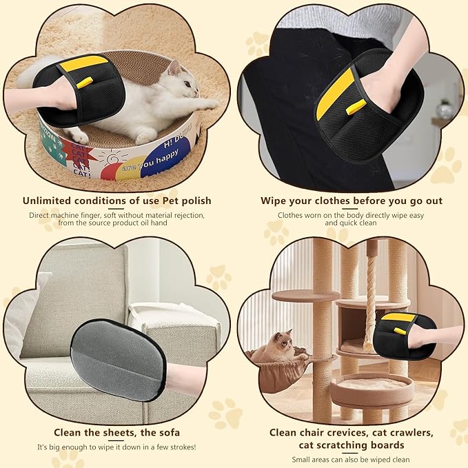 KLIFE Magic Brush Pet Hair, Newly Upgraded Reusable Electrostatic Pet Hair Remover Glove, Cat & Dog Hair Remover for Couch Furniture, Carpet, Curtain, 2Pcs