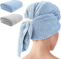 my novel things 2 Pack Extra Large Microfiber Hair Towel Wrap for Women, 37.4" x 26.4" Super Absorbent & Quick Dry with Elastic Strap for Curly Hair (Blue)