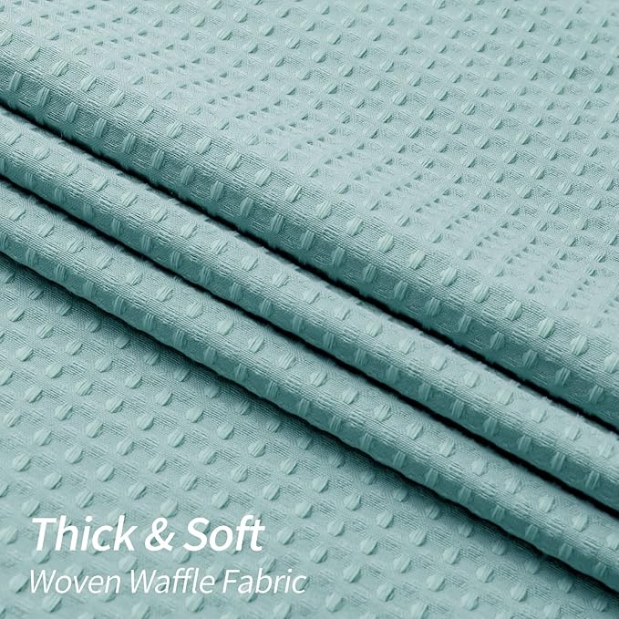 MitoVilla Teal Blue Cloth Shower Curtain 72 x 78, Turquoise Long Waffle Fabric Shower Curtains for Modern Luxury Bathroom Decor, Heavy Duty Hotel Spa Shower Curtains 78 inch Long