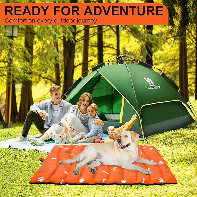 BINGPET Outdoor Travel Dog Bed for Large/Medium Dogs,Portable Waterproof Camping Mat with Carry Bag,Foldable Outside Bed,Machine Washable Indoor Pet Mat for Small,Medium and Large Dogs 35"x51"