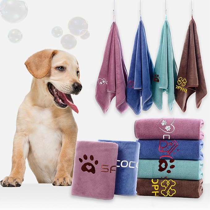 xrlsg Personalized Cat Towel Custom Towel for Cat Bath Supplies with Embroidered Pattern Name Super Absorbent Towels for Pet Bath 20 in x 40 in Brown