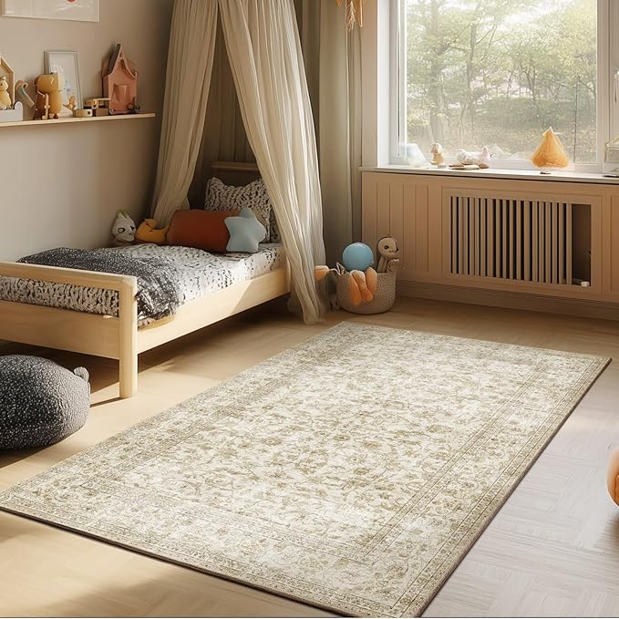 Washable Throw Small Rugs for Entryway: Door Mat Indoor Entrance 3x5 Rug Boho Area Rug Non Slip Low Pile Kitchen Rug for Front Door Indoor Entrance Entry Kids Room