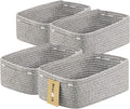 MiniArk Small Storage Baskets for Organizing | Closet Organizer Bins | Shelf Toy Basket | Woven Rope Baskets | Cube Decorative Box | Shallow Basket | 13x8.5x5.1” | 4 Packs Mixed Grey