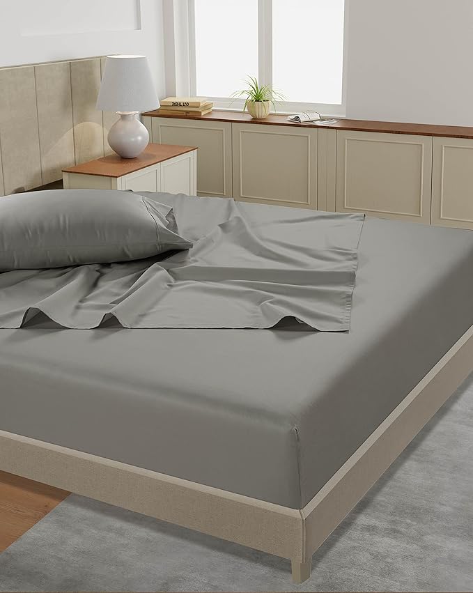 LANE LINEN 100% Cotton Twin Sheets Sets – 450 Thread Count Cooling & Soft Sateen Weave, 15” Deep Pocket Fits Mattress, Premium Twin Bed Sheets for Home & Hotel, Machine Washable, Paloma