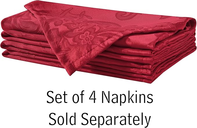 Newbridge Barcelona Damask Fabric Tablecloth, 70 Inch Round, Red – No Iron, Soil Resistant Table Cover for Dining, Parties and Holidays