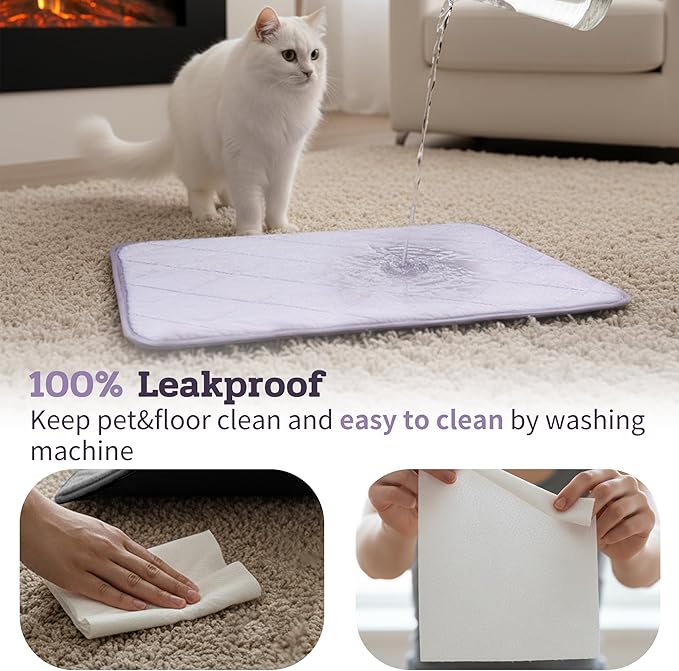 NWK Fluffy Self Warming Cat Mat, Cat Blanket, Thermal Dog Mat, Washable, Non-Slip Bottom for Sofa & Crate & Kennel & Car Seat (Purple, Medium (28'' X 19'' X 0.4''))