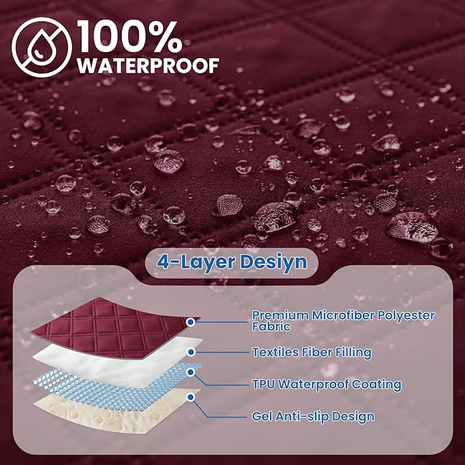 Waterproof Dog Blanket, Non-Slip Soft Pet Bed Cover, Couch Cover for Dogs Washable, Protects Sofa, Furniture, Crate, Car, Tear Resistant Leakproof Pet Blanket Christmas (30x70 Inch, Burgundy)
