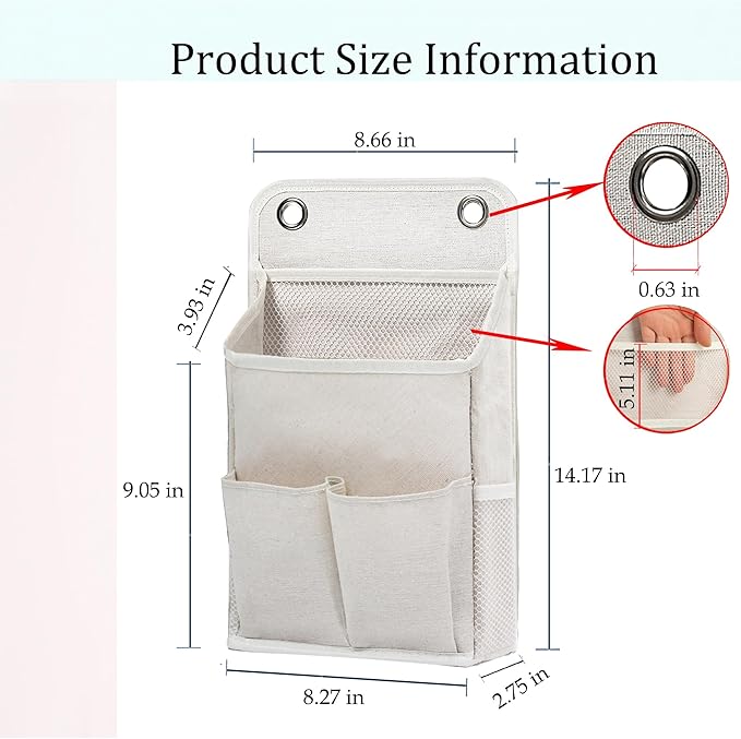 Someteth Hanging Basket for Organizing, Wall Organizer with Pockets and Over The Door Organizer，Can for Home, Closet, Office and Camper (4 White)