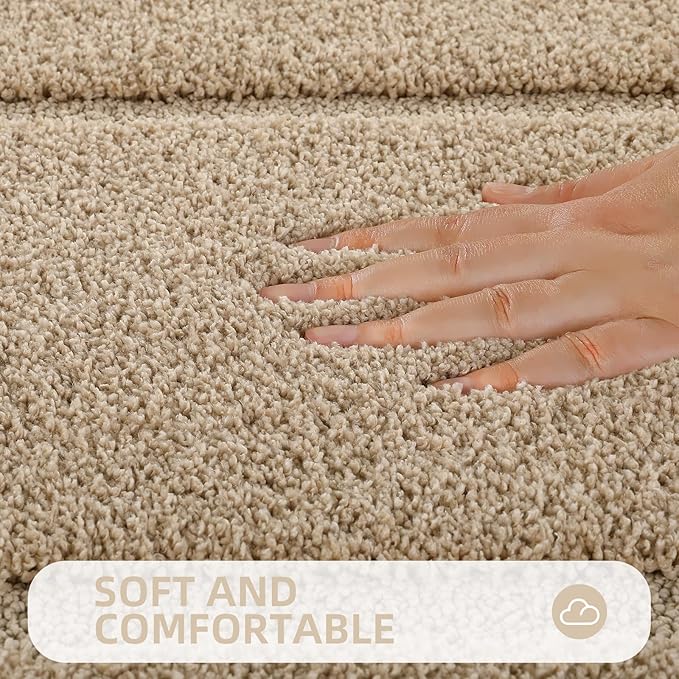 ZOESIOER Bathroom Rugs Sets 2 Piece, Ultra Absorbent Soft Bath Rug, Machine Washable Microfiber Non-Slip Bath Mat for Bathroom Floor, Tub, Toilet, Shower Room, Beige