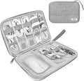Lcsmaokin Electronics Organizer Travel Case,Electronic Accessories Storage Bag,Portable Waterproof Cable Organizer Bag,Travel Cord Organizer Bag for Small Charging Cord Storage,Cables,SD Card (Grey)