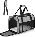 Chuzhong Airline Approved Pet Carrier for Cats & Small Dogs (Up to 18 Lbs) - Soft Sided Travel Carrier with Washable Pad (Grey)