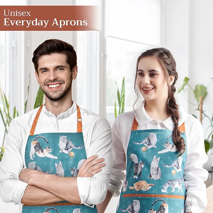 Maison d' Hermine 100% Cotton Apron for women with Pocket Kitchen Chef Apron for Men Cooking Gardening Server Waitress