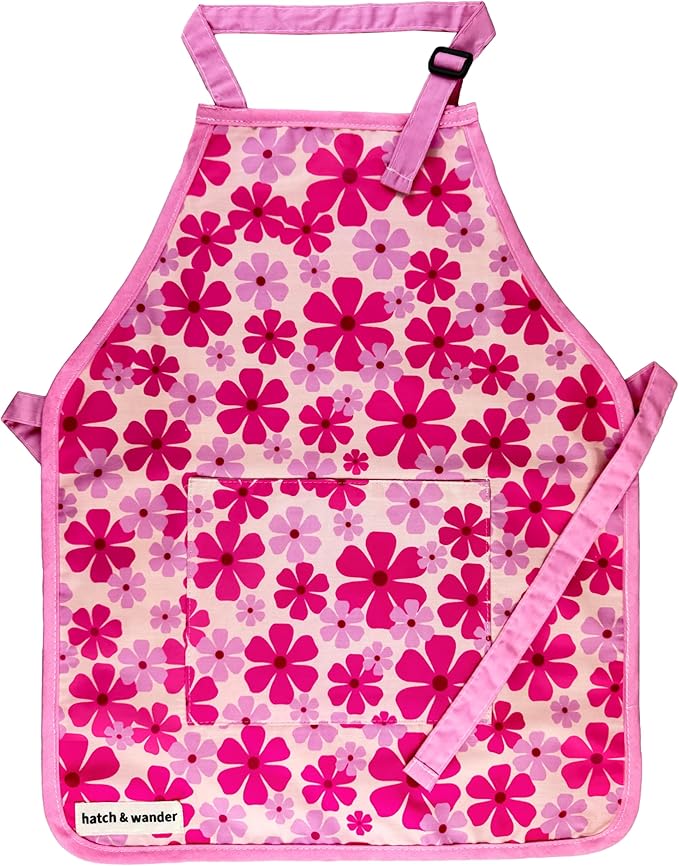 hatch & wander Kids Apron | Fun Kids Aprons for Cooking or Gardening | 4 Fun Designs & 2 Sizes | Kids Painting Apron