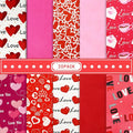 Whaline 20Pcs Valentine's Day Cotton Fabric Bundles Rose Red Pink Heart Love Printed Fat Quarters Quilting Patchwork 9.8 x 9.8Inch Squares Sewing Fabrics for DIY Handmade Crafting Home Party Decor