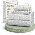 LANE LINEN 100% Organic Cotton Printed King Bed Set, All Season Crisp Percale Weave, Ultra Soft & Comfy Mercerized Cotton Bedding Sheets & Pillowcase Set King Size Printed Sheets - Haze Grey