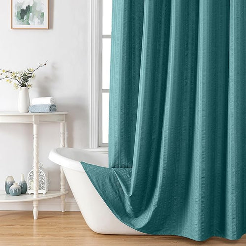 Aiyufeng Turquoise Shower Curtain for Bathroom, Embossed Textured Fabric Shower Curtain for Bathroom - Soft Cloth & Hotel Spa, Machine Washable, 72X72, Turquoise