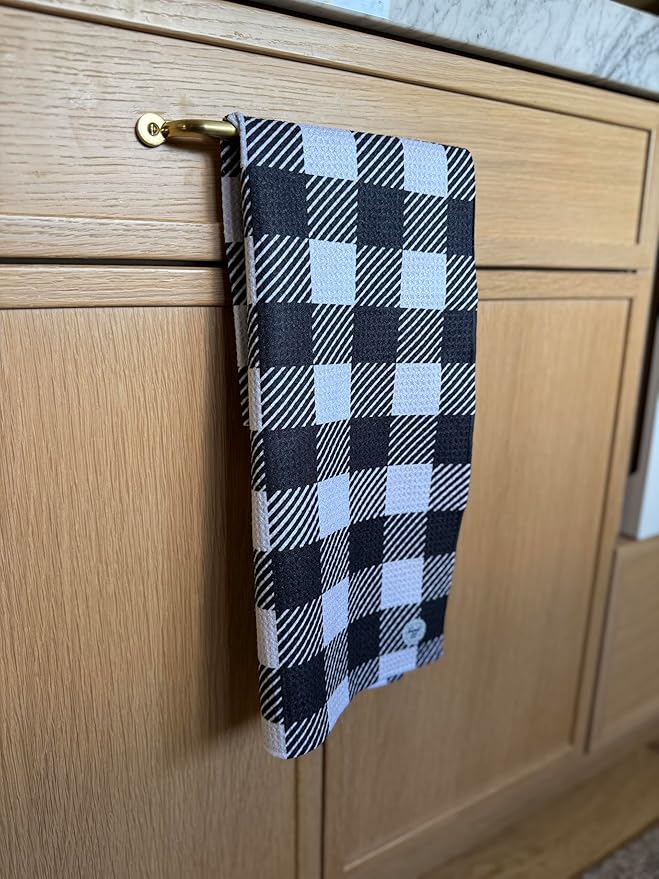 Desert Aqua 2 Pack || Double Sided|| Not Your Ordinary Kitchen Towels || Dish Towels || Quick Dry || Waffle Weave Microfiber || Designer Prints || Highly Absorbent || Hanging Hook (Fall Leaves Black)