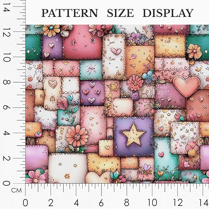 Sweet Hearts Patchwork Cotton Fabric Panel – 100% Turkish Cotton 140 GSM, Pre-Cut 61 x 36.6 Inches, Romantic Floral Sewing Fabric for Quilting, Gifts & DIY Crafts