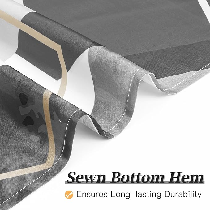 Litabel Modern Long Shower Curtain for Bathroom, Grey Geometric Art Decor Waterproof Bath Curtain, Abstract Fabric Shower Curtain Sets for Home Decor, 72x78 Inch