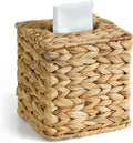 KALEKAIL Wicker Tissue Box Cover, Rattan Tissue Box Holder Square, Boho Decorative Woven Water Hyacinth Cube Tissue Holders for Bathroom Living Room Kitchen
