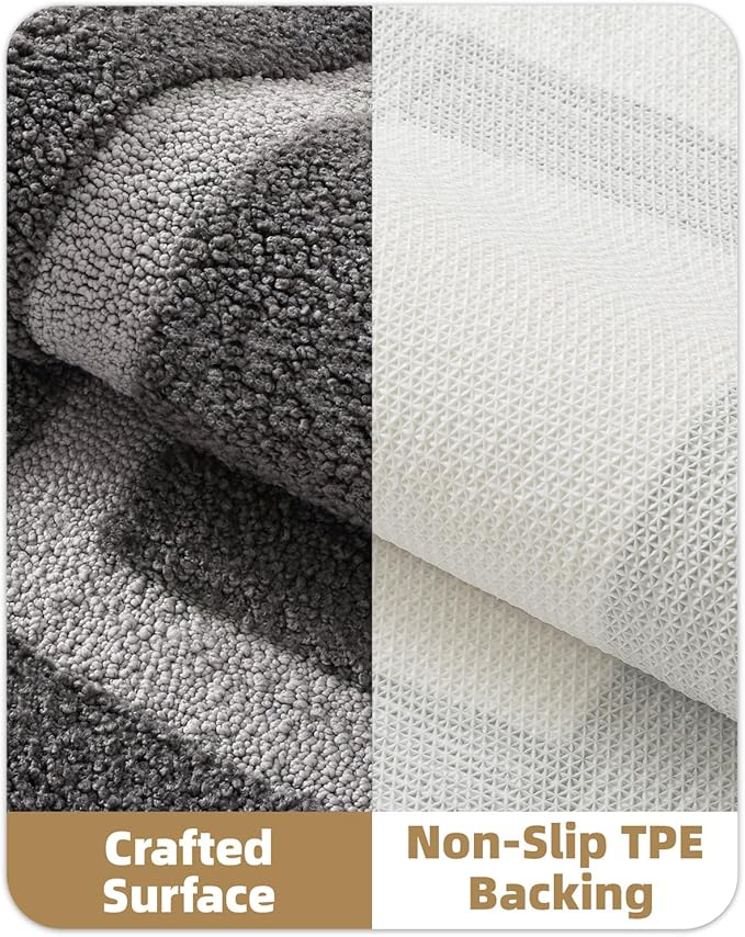 Color&Geometry Bathroom Rugs, Water Absorbent and Quick Dry Microfiber Bath Rugs-16"x24", Non-Slip, Machine Washable, Extra Soft Plush Bath Mats for Bathroom, Laundry Room, Dark and Light Grey