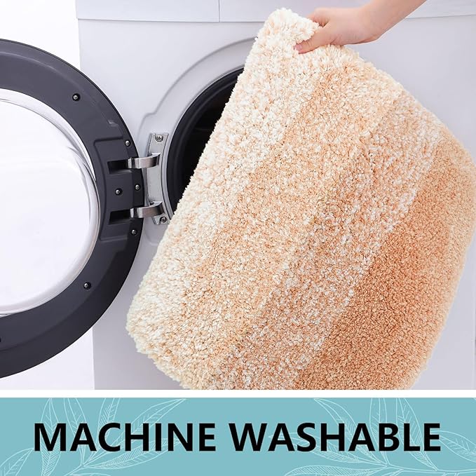 Arotive Microfiber Bathroom Rugs, Shaggy Soft and Absorbent Bath Rug, Non-Slip, Thick Plush Machine Washable Dry Bath Mats for Bathroom, Tub and Shower, 70x24, Peach, Rectangular
