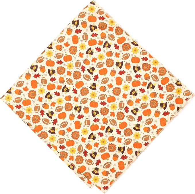 THE WORTHY DOG Classic Tie-On Dog Bandana – Soft Cotton Flannel Square Pet Bandana, Fallelujah Pattern, Beige, Small