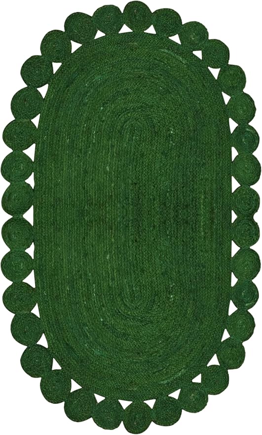 Oval Rug 9x15 Area Rug Kilim Rug Green Solid Design 0.27 inches ThickIndoor Outdoor Rug Flatweave Rug High Traffic Area Lake House Bedroom Dining Room Living Room