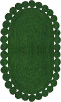 Runner - Oval Rug 2x10 Area Rug Kilim Rug Green Solid Design 0.27 inches ThickIndoor Outdoor Rug Flatweave Rug High Traffic Area Bedroom Bedside Oval Kitchen Hallway