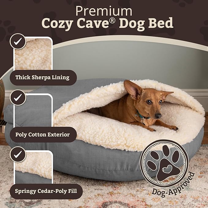 Snoozer Classic Poly-Cotton Cozy Cave Pet Bed, Small, Heather Gray