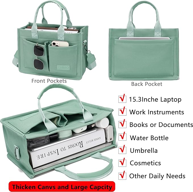 ZHMO Canvas Tote Bag for Women,Women's Bags Crossbody Bags Work Laptop Tote Bag Large Handbags Purse for Travel Nurse Teacher