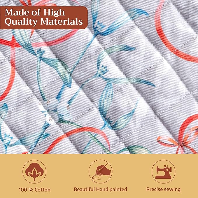 Maison d' Hermine Pot Holders 100% Cotton Heat Resistant Potholders 8" x 8" Hot Pads with Loop for Thanksgiving Christmas Decorations BBQ Cooking Baking Handling Hot Pans (Pack of 1, Enora)